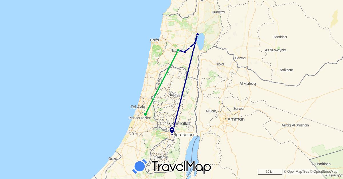 TravelMap itinerary: driving, bus in Israel (Asia)